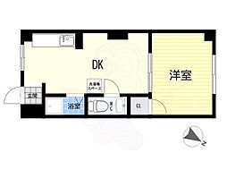 コーポサーティン 1DKの間取図画像