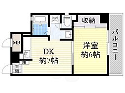 レクシア新大阪 1DKの間取図画像