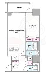 COMFORIALIV新大阪WEST 1LDKの間取図画像