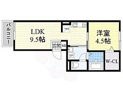 レッドハウスウエスト 1LDKの間取図画像