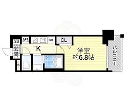 プレサンスOSAKA西中島リエゾン 1Kの間取図画像