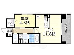 エムズセントラル上新庄 1LDKの間取図画像