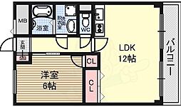 西中島東行マンション 1LDKの間取図画像