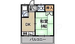 中善マンション 1Kの間取図画像