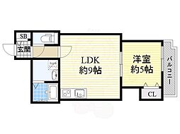 セレニティ田川北A棟 1LDKの間取図画像