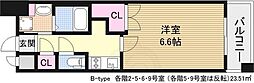 メロディア新北野 1Kの間取図画像