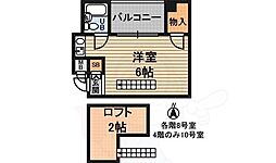 メゾネット北野 1Kの間取図画像