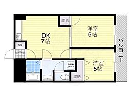 第一高光マンション 2DKの間取図画像