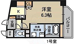 メロディア塚本 1Kの間取図画像
