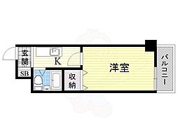 ノルデンハイム上新庄 1Kの間取図画像