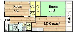エトワール小松 2LDKの間取図画像
