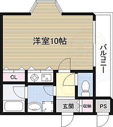 C.WING ワンルームの間取図画像