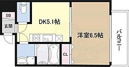 オクトレーベン新大阪 1DKの間取図画像