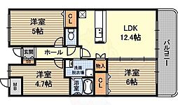 インペリアル上新庄 3LDKの間取図画像