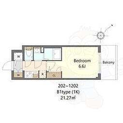 S-RESIDENCE上新庄beat 1Kの間取図画像