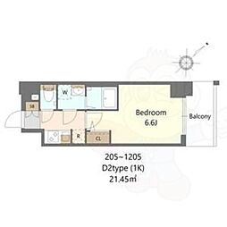 S-RESIDENCE上新庄beat 1Kの間取図画像