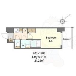 S-RESIDENCE上新庄beat 1Kの間取図画像
