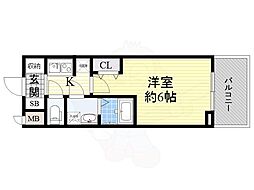 エスレジデンス新大阪ガーデン 1Kの間取図画像