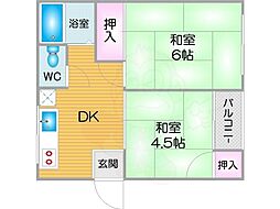 茜マンション 2DKの間取図画像