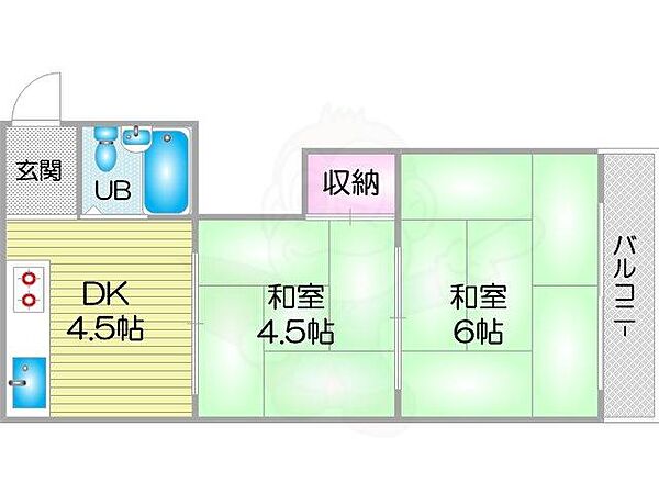 ハイムヤマウチ ｜大阪府大阪市住之江区中加賀屋３丁目(賃貸マンション2K・3階・35.00㎡)の写真 その2