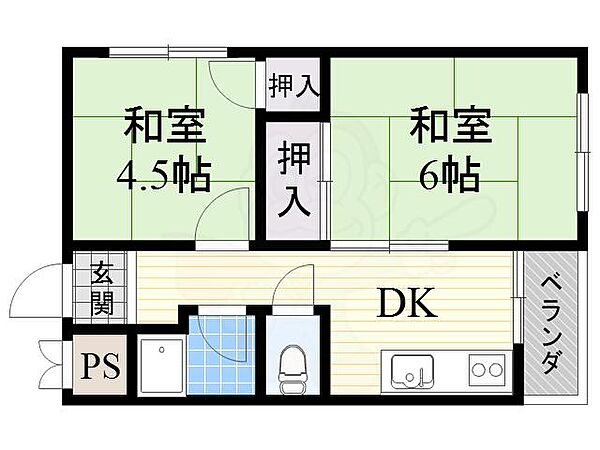 茜マンション ｜大阪府大阪市住吉区遠里小野２丁目(賃貸マンション2DK・3階・37.00㎡)の写真 その2