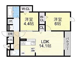 メゾン ド セリジエ 2LDKの間取図画像