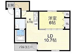 南海高野線 我孫子前駅 徒歩5分の賃貸アパート 2階1LDKの間取り
