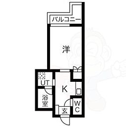 ラーレンティア 3階ワンルームの間取り