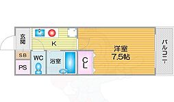 セジュール24 6階1Kの間取り