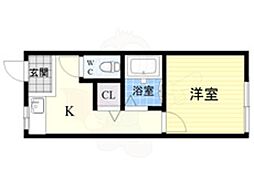 千本中ハイツ 1Kの間取図画像