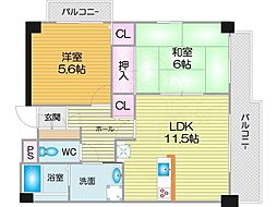 メゾンキコー住之江 2LDKの間取図画像