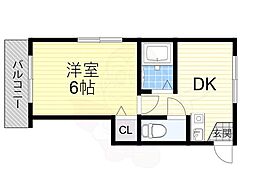 シャトル市大前 1DKの間取図画像
