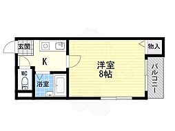 アメニティ岸ノ里 1Kの間取図画像