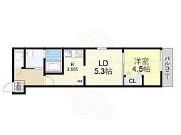 フジパレス住之江通2番館 1LDKの間取図画像
