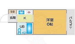 ロイヤルクレイン玉出 1Kの間取図画像