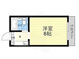 シャトー第2花園 ワンルームの間取図画像