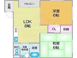 ファミール御崎 2DKの間取図画像
