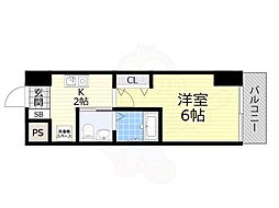 グランパシフィック花園北 1Kの間取図画像