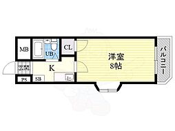 スカイハイツ中加賀屋 1Kの間取図画像