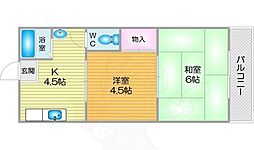 リアライズ北加賀屋 2DKの間取図画像