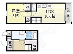 ツインフォレスト住之江2番館 1LDKの間取図画像