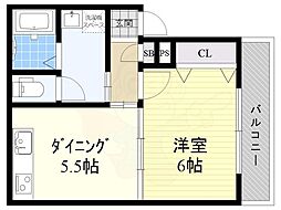 グリッター清水丘 1DKの間取図画像