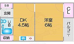 モンレーブ住之江 1DKの間取図画像