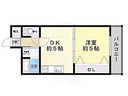 ウイングテル御崎 1DKの間取図画像