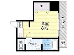 井下カウベル帝塚山 ワンルームの間取図画像