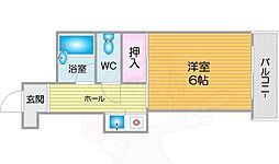 井下カウベル帝塚山 1Kの間取図画像