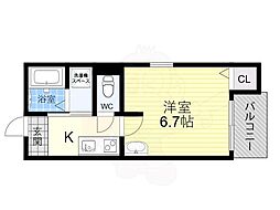 アンビシオン天下茶屋 1Kの間取図画像