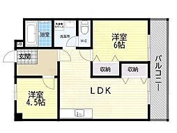 パークハイム住之江 2LDKの間取図画像