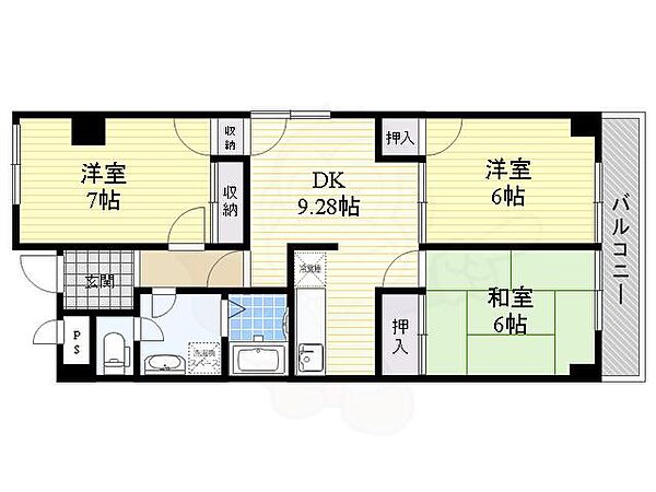 エコロCITY七松 ｜兵庫県尼崎市七松町３丁目(賃貸マンション3DK・1階・60.00㎡)の写真 その2