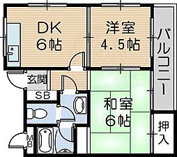 プランドールミウラ 2DKの間取図画像